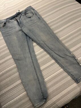 one 5 one Light Blue Straight Leg Jeans with Side Button Detail